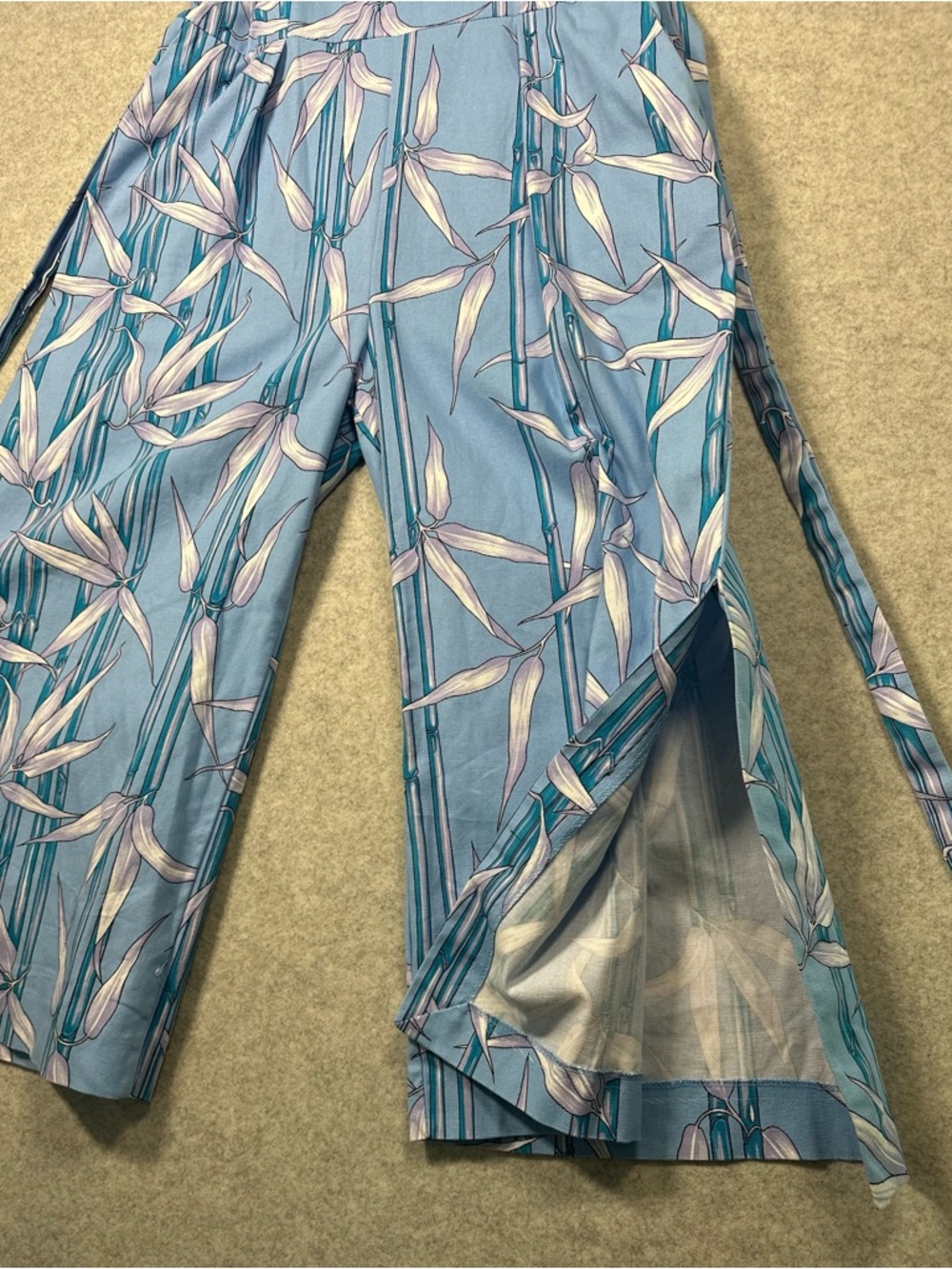 Closet London Cotton Blue Floral Tropical Sleeveless Belted Jumpsuit 10 UK 14 - Picture 7 of 13